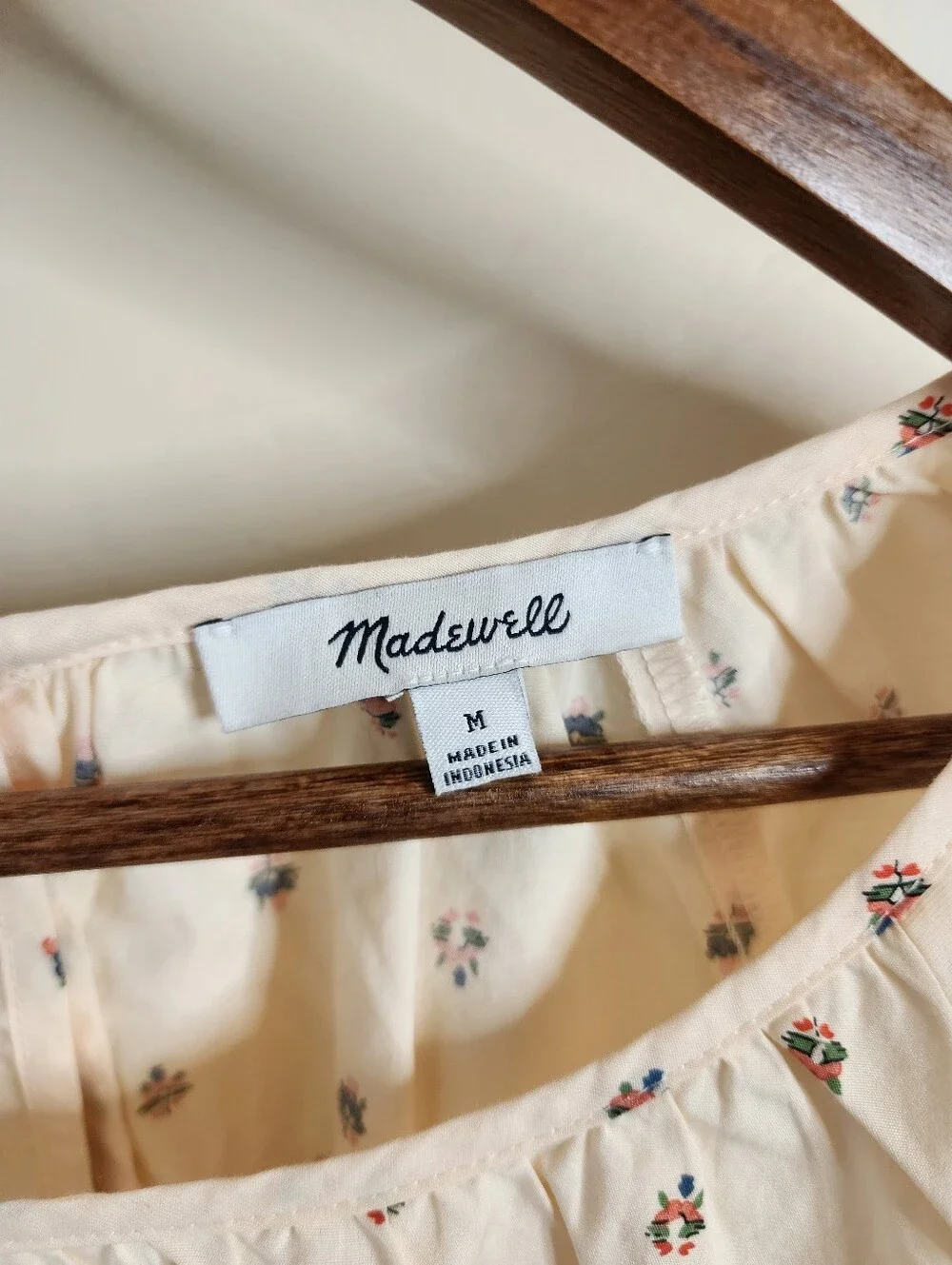 Madewell Sunrise Floral Bone Gathered Puff Sleeve Crop Top Blouse Medium